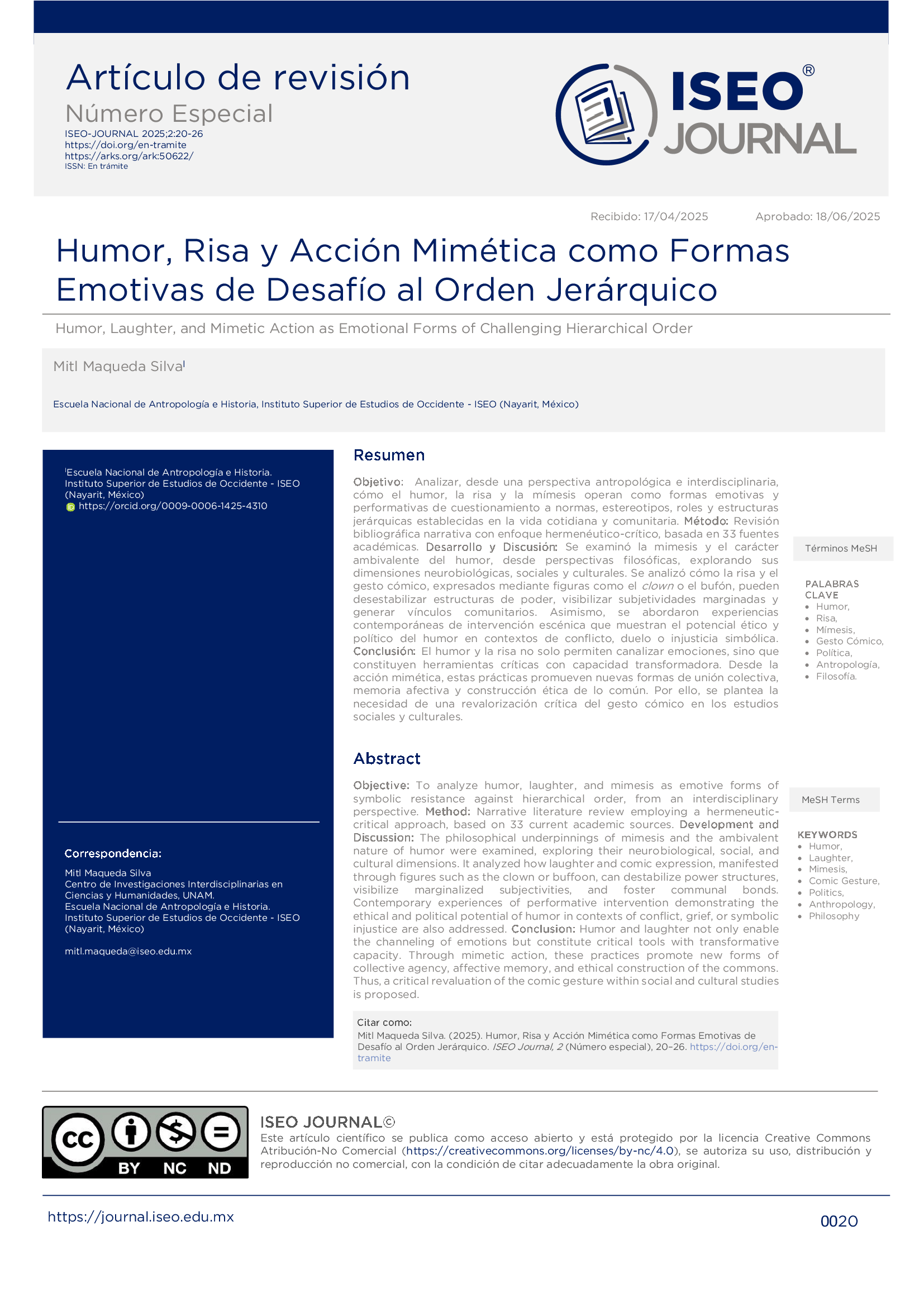 Humor, Risa y Acción Mimética como Formas Emotivas de Desafío al Orden Jerárquico